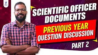 Scientific Officer Documents  Previous Year Question Discussion  Part 2 [upl. by Enaj]