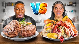 SEAFOOD VS BARBECUE FOOD CHALLENGE [upl. by Hulbig]