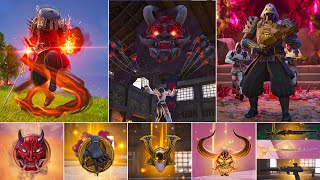 All Fortnite Chapter 6 Bosses Medallions amp Mythic Weapons Shogun X Night Rose amp Demon Warrior [upl. by Mead]