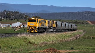 TasRail 2053 2054 46 Coal train crossing Bengeo Road [upl. by Euqinorev]