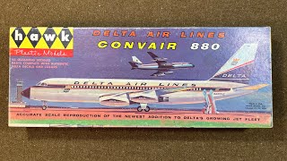 Hawk 1960 Convair 880 Vintage Airliner Model Kit Review Unboxing Airplane Kit [upl. by Ennylyak]