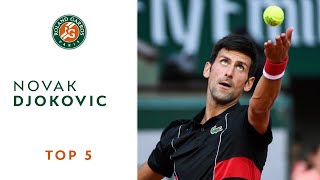 Novak Djokovic  TOP 5  Roland Garros 2018 [upl. by Balthazar]