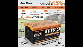 512V 100AH Golf Cart ABS Housing Lithium BatteryCloudenergy makes your golf cart great again [upl. by Nytsirk561]