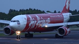 Thai AirAsia X Airbus A330300 HSXTA Landing at NRT 34R [upl. by Schaaff]