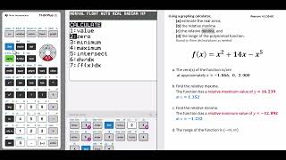 171  Unit3  41b Using TI84 Calc to find Extrema and Zeros for a Polynomial [upl. by Yecaj]