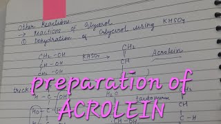 PREPARATION OF ACROLEIN  organic chemistry  jee 5 min concept [upl. by Stickney905]