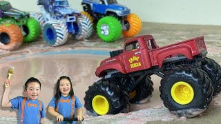 BLIPPI Monster Trucks Inspired GRAVE DIGGER Original Monster Truck in the MUD for Kids [upl. by Ivory]