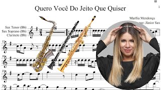 Partitura DEMO  Quero Você do Jeito Que Quiser Marília Mendonça Sax Tenor Soprano Clarinete [upl. by Ilagam]