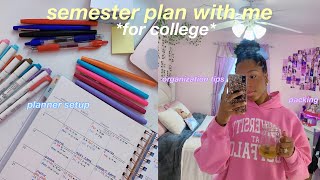 SEMESTER PLAN WITH ME FOR COLLEGE  planner set up organization tips packing ♡ [upl. by Asile]