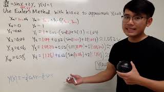 Eulers Method Example first order linear differential equation [upl. by Airtal142]