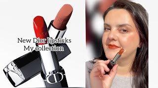 Rouge Dior lipsticks reformulated satin amp velvet swatches My collection 2024 [upl. by Ayocat]