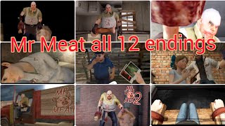 Mr Meat all 12 endings 🍖🐖👮 [upl. by Ring87]