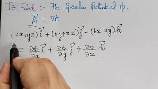 scalar potential of a vector irrotational solenoidal lecture 22 vector differentiation [upl. by Nora]