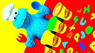 Play Doh Cookie Monster Learn ABCs Alphabet Playdough Sesame Street [upl. by Eldred]