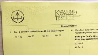 6Sınıf Cebirsel İfadeler Soru Çözümü MEB Kazanım Kavrama Testi [upl. by Vivyanne]