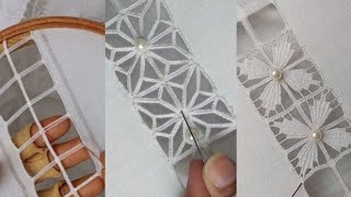 Three Designs Complete Tutorial for Border Embroidery Design Tarkashi Design Hardanger [upl. by Deach864]