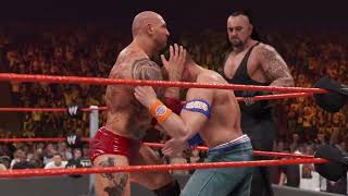 WWE RAW 2K24 Gameplay John Cena amp HBK Vs The UnderTaker amp Batista [upl. by Eidnalem]