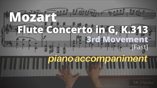 Mozart  Flute Concerto in G K 313 3rd Mov Piano Accompaniment Fast [upl. by Ikaz]