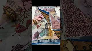 pattu saree with allover digital prin with small border With contrast pallu and blouse Price 3500sh [upl. by Strohbehn926]