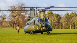 RAF Chinook landing at Seaclose Park Newport to collect British Army Troops on the Isle of Wight [upl. by Ivana434]