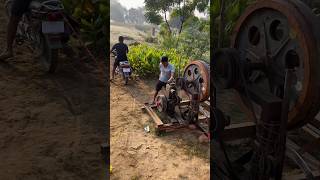 Engine starting by motor cycle  Best technique to start old engine  Cold start diesel engine [upl. by Benyamin491]