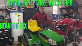 Briggs Stratton 22hp intek spits and sputters backfires how to fix John Deere D140 mower [upl. by Donia]