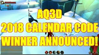 AQ3D 2018 Calendar Code WINNER Announced AdventureQuest 3D [upl. by Seema]