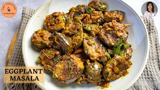 INDIAN EGGPLANT Baingan Masala Recipe Curry Brinjal CurryVEGAN [upl. by Asaert650]