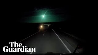 Green meteor traverses night sky in Louisiana [upl. by Toille]