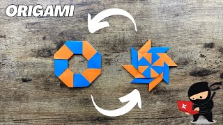 ORIGAMI TRANSFORMING NINJA STAR SHURIKEN PAPER WEAPON TUTORIAL ORIGAMI WORLD PAPER NINJA WEAPON ART [upl. by Ramalahs]