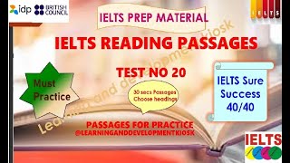 IELTS Reading Practice Test no 20  2024 with Answers  Choose Headings  Practice Passage [upl. by Kcinemod]