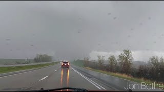 Violent wedge tornado crossing I80 after hitting Minden IA 42624 [upl. by Jarid]