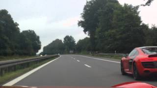 Ferrari F12 playing with some Audi R8s on german Autobahn [upl. by Wojak]