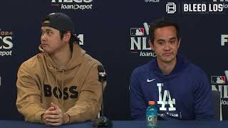 Dodgers Postseason Shohei Ohtani discusses Game 4 Win over Mets approach at plate and more [upl. by Noicpesnoc]