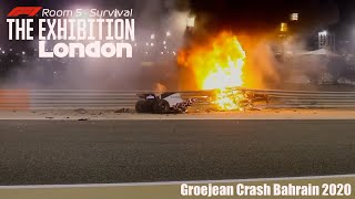 Grosjean Crash Bahrain 2020 I Survival I F1 The Exhibition London [upl. by Rexferd]