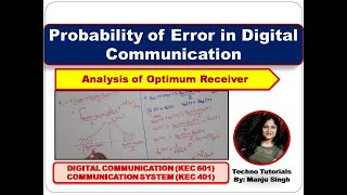 UNIT4 L1  Optimum Receiver in Digital Communication Probability of Error in Digital Communication [upl. by Lamee]