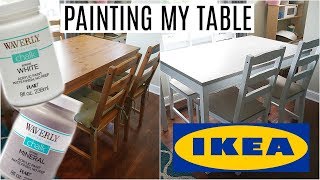 Painting My IKEA Table  Waverly Chalk Paint  No Sanding or Priming [upl. by Bouchier]