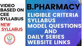 BPHARMACY ENTRANCE EXAM SYLLABUS [upl. by Timothee420]