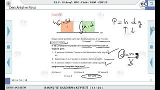 10 Sınıf Fizik  Basınç ve Kaldırma Kuvveti  2 🔩 [upl. by Nylaroc810]