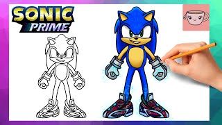 How To Draw Sonic from Sonic Prime on Netflix  Easy Step By Step Drawing Tutorial [upl. by Rostand279]