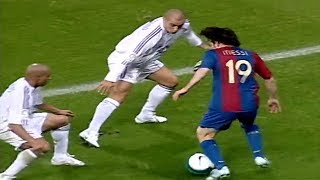 19 Year Old Messi Vs Roberto Carlos Cannavaro Ramos ● Lionel Messi vs Real Madrid 22102006 [upl. by Clintock384]