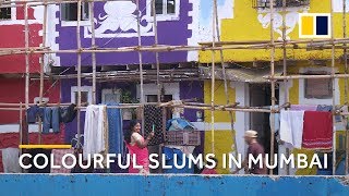 India Mumbai slums get a colourful makeover [upl. by Yemarej]