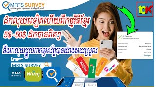 របៀបរកលុយតាមAppខ្មែរMRTS survey 550ក្នុង1ថ្ងៃ [upl. by Phedra]