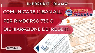 Comunicare lIBAN allAgenzia delle Entrate per il rimborso dal 730 o Dichiarazione dei redditi [upl. by Norvan]