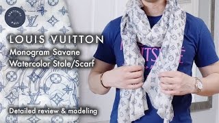 Louis Vuitton Monogram Savane Watercolor StoleScarf Review [upl. by Nysila]