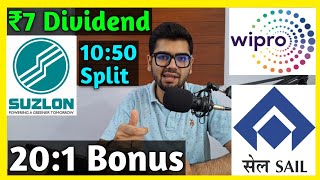 Suzlon Energy • Wipro • SAIL • Stocks Declared High Dividend Bonus amp Split [upl. by Ochs]