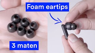 Gebruik Foam Eartips op oordopjes voor een betere pasvorm en afsluiting Rolfstone Luna ANC oortjes [upl. by Haletky]