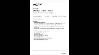 OFFICIAL JUNE 2024 AQA A LEVEL ENGLISH LITERATURE B 77171A PAPER 1A LITERARY GENRES ASPECTS OF TRAGE [upl. by Notgnillew984]