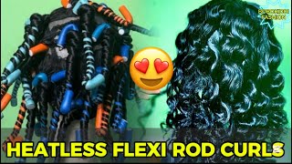 Flexi Rod Tutorial for Heatless Curls That Last no heat no damage 🤌🏽 [upl. by Lurie341]