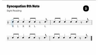 Syncopation 8th Note ♩  70 BPM  Fundamental Drumming 1 [upl. by Norvil]